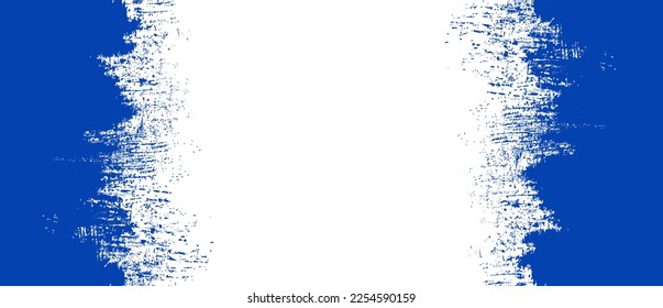 Navy blue brush stroke background. Blue ink splash on backdrop. Brush background for wallpaper, paint splatter template, dirt banner, watercolor design, dirty texture. Trendy brush background, vector