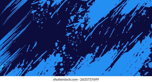 Fondo de trazo de pincel azul marino. Salpicadura de tinta azul en el fondo. Fondo de pincel para Fondo de pantalla, Plantilla de salpicaduras de pintura, Anuncio de suciedad, diseño de acuarela, textura sucia. Fondo de pincel de moda, Vector