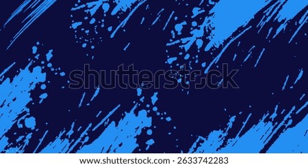 Navy blue brush stroke background. Blue ink splash on backdrop. Brush background for wallpaper, paint splatter template, dirt banner, watercolor design, dirty texture. Trendy brush background, vector