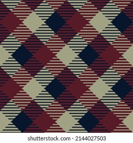 Navy Blue, Burgundy Red And Khaki Tan Plaid Pattern, Repeatable And Seamless 