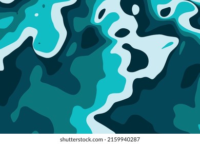 Navy blue camo military background. Abstract fluid camouflage pattern. Flat liquid wave texture