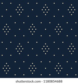 Navy blue Christmas motif white dimonds seamless nordic design. Vintage geometric vector ornament. Decorative all over print block for interior textile, decoupage, wall paper, fabric, invitation card.