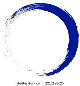 Navy blue circle brush stroke vector isolated on white background. Navy blue enso zen circle brush stroke. For stamp, seal, ink and paintbrush design template. Grunge hand drawn circle shape, vector