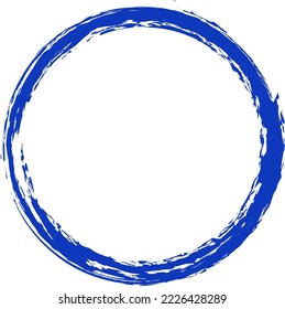 Navy-blauer Kreis Pinselstrich, Vektorgrafik einzeln auf weißem Hintergrund. Navy Blau auch Kreisbürstenhub. Für Stempel-, Siegel-, Tinte- und Pinseldesign-Vorlage. farbige, handgezeichnete Kreisform, Vektorgrafik