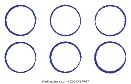 Vetor de traçado de pincel de círculo azul marinho isolado no plano de fundo branco. Azul marinho Enso Zen círculo pincelada. Para modelo de design de carimbo, selo, tinta e pincel. Forma de círculo desenhado à mão grunge, vetor. 