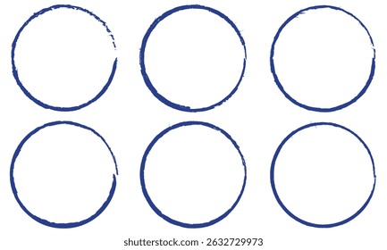 Vetor de traçado de pincel de círculo azul marinho isolado no plano de fundo branco. Azul marinho Enso Zen círculo pincelada. Para modelo de design de carimbo, selo, tinta e pincel. Forma de círculo desenhado à mão grunge, vetor. 