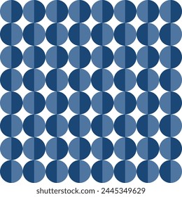 Navy blue circle pattern. Circle vector seamless pattern. Decorative element, wrapping paper, wall tiles, floor tiles, bathroom tiles.