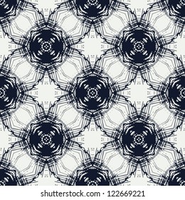 navy blue circles and white lines creating simple geometric wallpaper, clean Scandinavian vector design, seamless linear pattern, website background or fashionable textile, or holiday wrapping paper