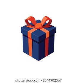 Navy Blue Color Luxury Wrapped  Present for Special Occasions. Vector Illustration design on white background