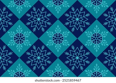 Azul marinho cor de floco de neve padrão, Natal padrão sem emenda. Desenho de fundo de Natal flocos de neve para decoração no tempero X'mas, web, envoltório, papel de parede, têxtil, moda.