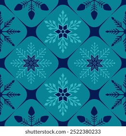 Azul marinho cor de floco de neve padrão, Natal padrão sem emenda. Desenho de fundo de Natal flocos de neve para decoração no tempero X'mas, web, envoltório, papel de parede, têxtil, moda.