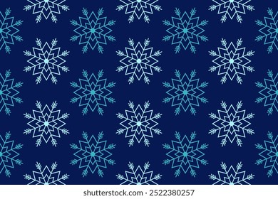 Azul marinho cor de floco de neve padrão, Natal padrão sem emenda. Desenho de fundo de Natal flocos de neve para decoração no tempero X'mas, web, envoltório, papel de parede, têxtil, moda.