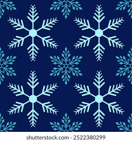 Azul marinho cor de floco de neve padrão, Natal padrão sem emenda. Desenho de fundo de Natal flocos de neve para decoração no tempero X'mas, web, envoltório, papel de parede, têxtil, moda.