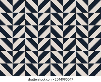 Marineblau und cremefarbener Fischgrätenfliesenhintergrund. Grafische Illustration für eine einzigartige Wanddekoration, Textilien und Innenausstattung.