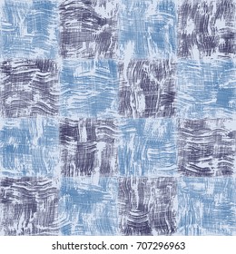Navy Blue Damaged Checked Pattern
