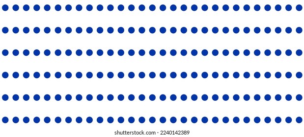 Navy blue dot pattern on white background. Straight dot pattern for backdrop and wallpaper template. Simple classic polka dot lines with repeat stripes texture. Polka background, vector illustration