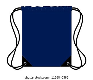 Navy Blue Drawstring Bag 
: Flat View