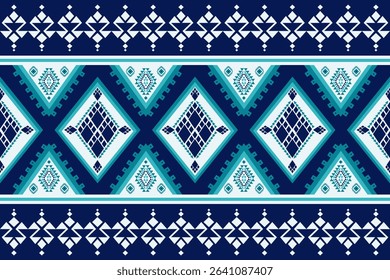 Navy and blue ethnic boho seamless pattern. Native American, Navajo pattern, tribal vector texture. Aztec ornament. Design for black ground Capet, curtains, blankets,Can be use in design for clothing.