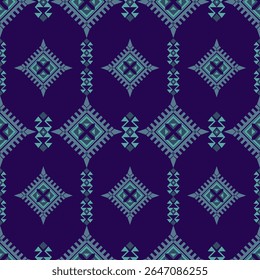 Motif harmonieux d'ethnie boho bleu et marine. Amérindien, motif Navajo, texture Image vectorielle tribale. Ornement aztèque. Conception pour le sol noir Capet, rideaux, couvertures, Peut être utilisé dans la conception pour les vêtements.
