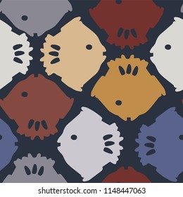 Navy Blue Fish Silhouette, Vector Pattern Seamless Background, Bold Hand Drawn Graphic Animal Illustration for Trendy Home Decor, Yacht Fashion Prints, Fishing Gift Wrap, Bold Wallpaper, Beach Apparel