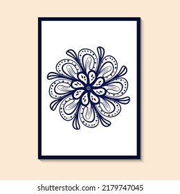 Navy blue floral pattern mandala. Great vector illustration for fabric and textile, wallpaper, porcelain, crockery, packaging or any desired idea.