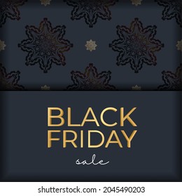 Navy Blue Friday Sale Promotional Promotion Template With Luxurious Ornament
