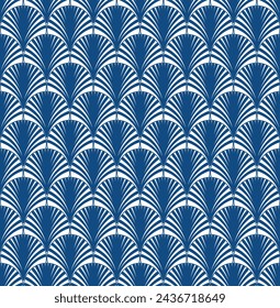 Navy Blue Geometric Art Deco Pattern Design with White Background	
