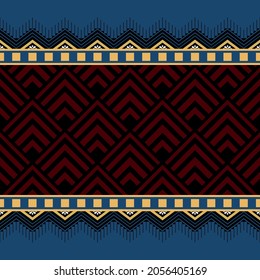 Navy Blue Geometric ethnic oriental seamless pattern thai traditional Design for background,carpet,wallpaper,clothing,wrapping,Batik,fabric,Vector illustration.embroidery style