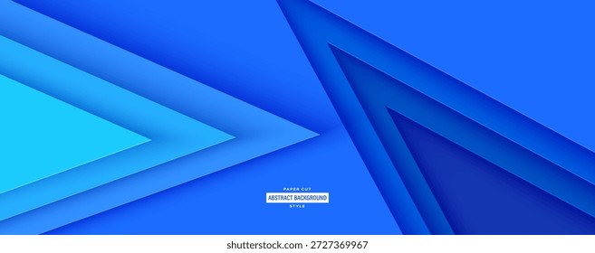 Fundo de papelão geométrico azul marinho apresenta padrão de triângulo abstrato ou seta em camadas. Plano de fundo simples para gráfico de modelo de folheto de banner. Padrão bg de forma triangular de cartão de corte azul.