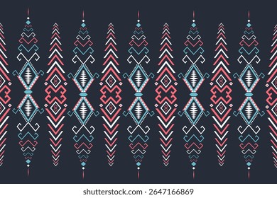 Navy Blue Geometry Native American Indian Style Abstract Design Ethnic Navajo Traditional Pattern 