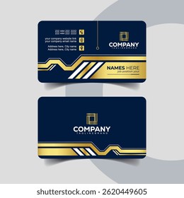 Navy Blue and Gold Business Card Designe Vector Template