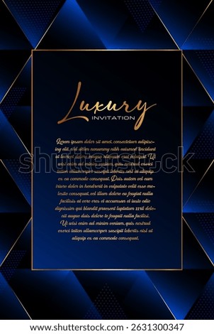 Navy blue and Gold Ceremony Save the Date, Premium Decorative Template with Traditional Touch. Minimalist Greeting Card with Decorative Frame and Elegant Text Placement 

