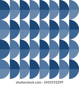 Navy blue gradient half circle pattern. Half circle vector seamless pattern. Decorative element, wrapping paper, wall tiles, floor tiles, bathroom tiles.	