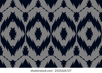 Azul marinho e cinza padrão de diamante Ikat para decoração elegante casa, moda contemporânea e artesanato sofisticado.