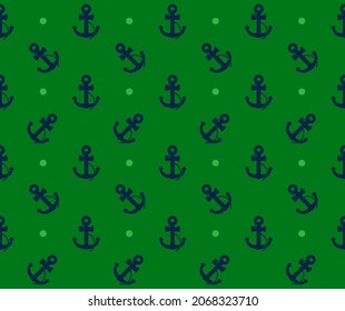 Patrón de ancla azul y verde de la marina. El fondo náutico es perfecto.