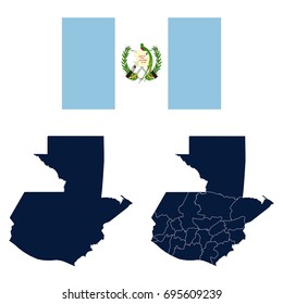 Navy Blue Guatemala Map and Flag isolated on white background. Vector illustration eps 10.
