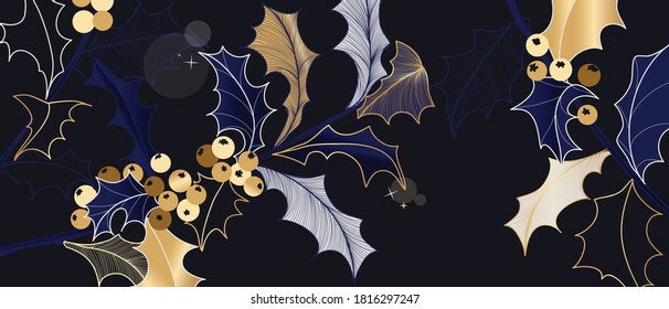 navy blue Happy season greeting and new year vector background with deco element 