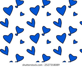 Formas de corazón azul marino de diseño sin costuras. El corazón ama el diseño del Vector del patrón del doodle. Cariño. Devoción. Obsesión. Posesivo. Romance.
