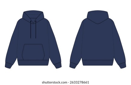 Navy Blue Hoodie Front and Back View