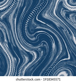 navy blue, indigo denim blue swirl marbling seamless vector fashionable or wall poster, digital print  design 