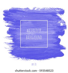 Navy blue, indigo, violet marble watercolor vector texture background with dry brush stains, strokes and spots isolated on white. Abstract artistic frame. Acrylic hand painted gradient backdrop.