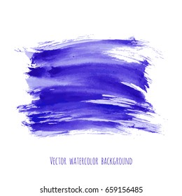Navy blue, indigo watercolor texture vector background, dry brush stains, strokes and spots isolated on white. Abstract artistic frame, place for text or logo. Acrylic hand painted gradient backdrop.