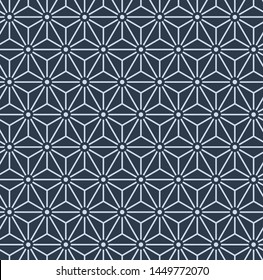 Navy Blue Japanese Hexagon Star Seamless Pattern