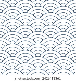 Navy blue Japanese wave pattern background. Japanese seamless pattern vector. Waves background illustration. for clothing, wrapping paper, backdrop, background, gift card.