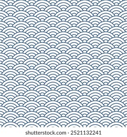 Navy blue Japanese wave pattern background. Japanese seamless pattern vector. Waves background illustration. for clothing, wrapping paper, backdrop, background, gift card.