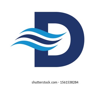 Navy Blue Letter D Logo with Wave Design a Modern and Professional Brand Identity Concept