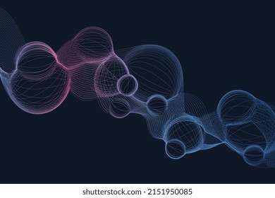 Fondo digital de gradiente líquido azul marino. Fondo decorativo del volumen de burbujas