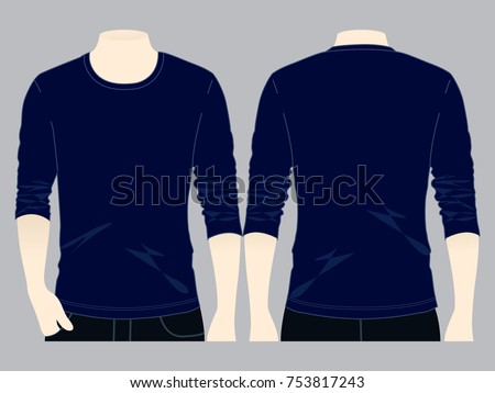 Download Navy Blue Long Sleeve T Shirt 스톡 벡터(사용료 없음) 753817243 ...