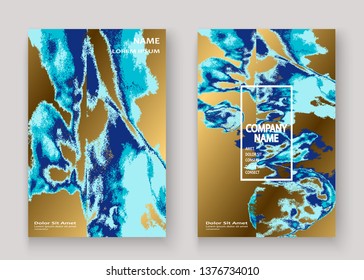 Navy blue marble luxurious texture paint artistic, wedding invitation design. Decorative splash fluid on golden background, vector Illustration. Trendy template vector Cover Card Flyer Poster Banner