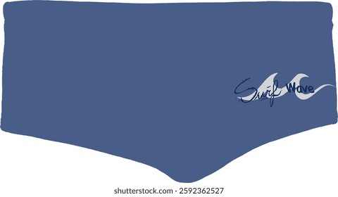 Navy Blue Men's Swim Brief with Surf Wave Design